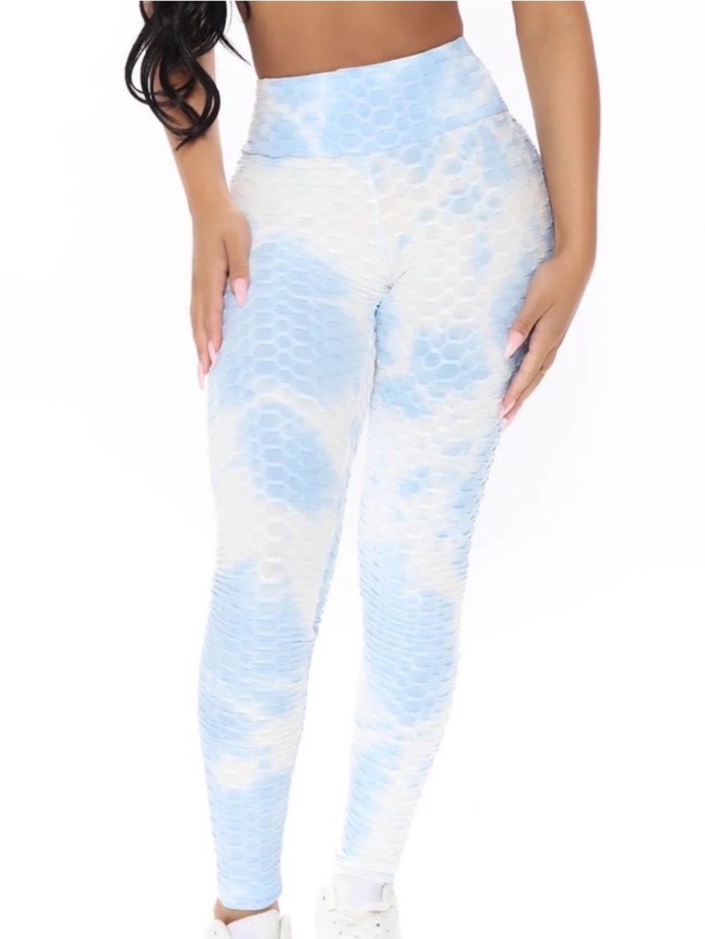 Rue21 Light Blue and White Textured High-Waist Leggings